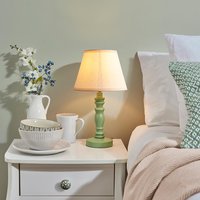 Product photograph of Lenoir Vintage White 20cm Shade Wood Table Lamp In Cotswold Green from Furniture in Fashion