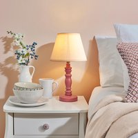 Product photograph of Lenoir Vintage White 20cm Shade Wood Table Lamp In Pink Clay from Furniture in Fashion