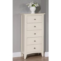 Product photograph of Lenox Wooden Chest Of 5 Drawers Narrow In Ivory from Furniture in Fashion