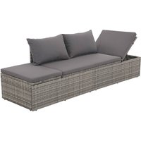 Product photograph of Levi Outdoor Rattan Lounge Bed In Grey With Cushion And Pillow from Furniture in Fashion