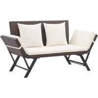 Product photograph of Lillie Garden Seating Bench In Brown Rattan With Cushions from Furniture in Fashion