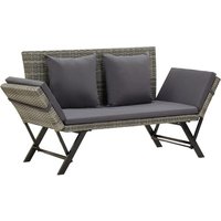 Product photograph of Lillie Garden Seating Bench In Grey Rattan With Cushions from Furniture in Fashion