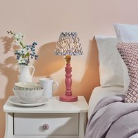 Product photograph of Lincoln Pearl Grey 16cm Shade Wood Table Lamp In Pink Clay from Furniture in Fashion