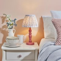 Product photograph of Lincoln Shell Bay Blue 20cm Shade Wood Table Lamp In Pink Clay from Furniture in Fashion