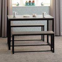 Product photograph of Logan Wooden Dining Table With 2 Dining Benches In Stone Effect from Furniture in Fashion