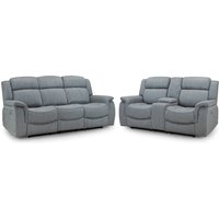 Product photograph of Lindsay Fabric Electric Recliner 3 2 Seater Sofa Set In Grey from Furniture in Fashion