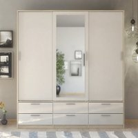 Product photograph of Liston Mirrored Sliding Doors Wardrobe In Oak And White Gloss from Furniture in Fashion