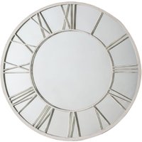 Product photograph of Livia Round Wall Mirror In Distressed White Frame from Furniture in Fashion