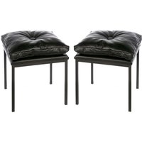 Product photograph of Loft Black Leather Stools In A Pair With Metal Legs from Furniture in Fashion