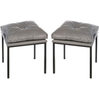 Product photograph of Loft Grey Leather Stools In A Pair With Black Metal Legs from Furniture in Fashion