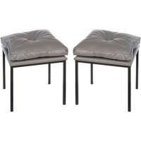 Product photograph of Loft Grey Leather Stools In A Pair With Black Metal Legs from Furniture in Fashion