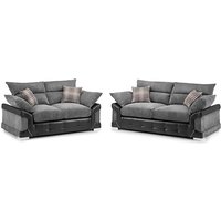 Product photograph of Logion Fabric 3 2 Seater Sofa Set In Black And Grey from Furniture in Fashion