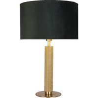 Product photograph of London Green Velvet Shade Table Lamp In Knurled Brass from Furniture in Fashion