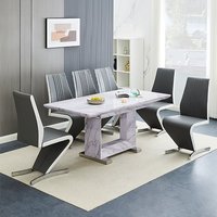 Product photograph of Lorence Extending Grey Dining Table 6 Gia Grey White Chairs from Furniture in Fashion