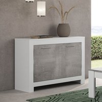 Product photograph of Lorenz High Gloss Sideboard 2 Doors In Grey Effect And White from Furniture in Fashion