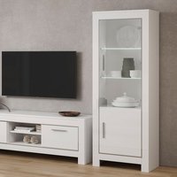 Product photograph of Lorenz Right Hand Gloss Display Cabinet In White And Led from Furniture in Fashion