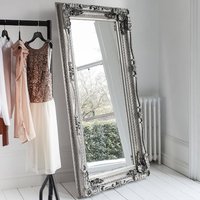 Product photograph of Louisa Rectangular Leaner Mirror In Silver Frame from Furniture in Fashion