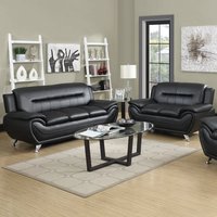 Product photograph of Loveland Faux Leather 3 2 Seater Sofa Set Black from Furniture in Fashion