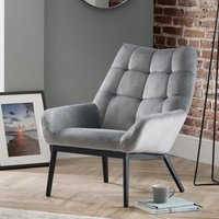 Product photograph of Landry Velvet Lounge Chaise Chair In Grey from Furniture in Fashion
