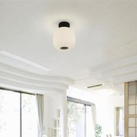 Product photograph of Lumina Ribbed Glass Flush Ceiling Light In White And Black from Furniture in Fashion