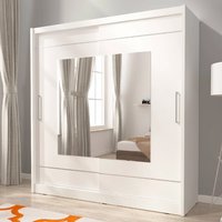 Product photograph of Mack 200cm Ix Mirrored Wardrobe With 2 Sliding Doors In Matt White from Furniture in Fashion