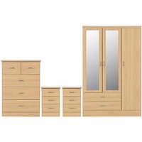 Product photograph of Mack Wooden Bedroom Set With 3 Doors Wardrobe In Sonoma Oak from Furniture in Fashion