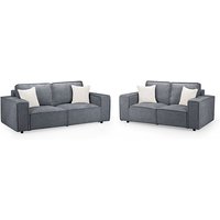Product photograph of Mack Fabric 3 2 Seater Sofa Set In Slate With Black Wooden Feets from Furniture in Fashion