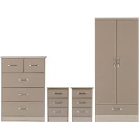 Product photograph of Mack Wooden Bedroom Set With 2 Doors Wardrobe Oyster Gloss Front from Furniture in Fashion