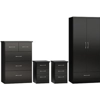 Product photograph of Mack Wooden Bedroom Set With 2 Doors Wardrobe Black Gloss Front from Furniture in Fashion