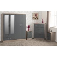 Product photograph of Mack Gloss Mirrored Bedroom Furniture Set With 4 Doors In Grey from Furniture in Fashion