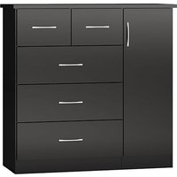 Product photograph of Mack High Gloss Sideboard With 1 Door 5 Drawers In Black from Furniture in Fashion