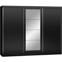 Product photograph of Mack Mirrored Sliding Wardrobe With 3 Doors Black Gloss Front from Furniture in Fashion