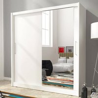 Product photograph of Mack Mirrored Wardrobe 200cm With 2 Sliding Doors In Matt White from Furniture in Fashion