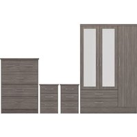 Product photograph of Mack Wooden Furniture Set With 3 Doors Wardrobe In Black from Furniture in Fashion
