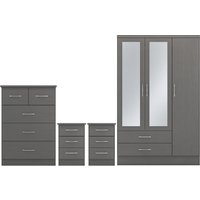 Product photograph of Mack Wooden Furniture Set With 3 Doors Wardrobe In Grey from Furniture in Fashion