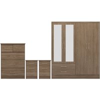 Product photograph of Mack Wooden Furniture Set With 3 Doors Wardrobe In Rustic Oak from Furniture in Fashion