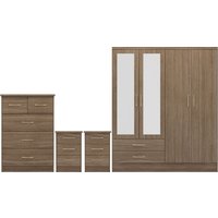 Product photograph of Mack Wooden Furniture Set With 4 Doors Wardrobe In Rustic Oak from Furniture in Fashion
