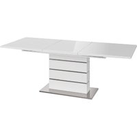Product photograph of Macon High Gloss Butterfly Extending Dining Table In White from Furniture in Fashion