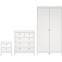 Product photograph of Macron Wooden Bedroom Set With 2 Door Wardrobe In White from Furniture in Fashion