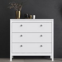 Product photograph of Macron Wooden Chest Of 3 Drawers In White from Furniture in Fashion