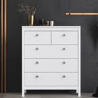 Product photograph of Macron Wooden Chest Of 5 Drawers In White from Furniture in Fashion