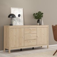 Product photograph of Macron Wooden Sideboard With 2 Doors 3 Drawers In Oak from Furniture in Fashion