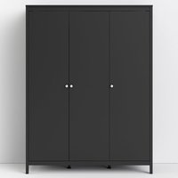Product photograph of Macron Wooden Wardrobe With 3 Doors In Matt Black from Furniture in Fashion