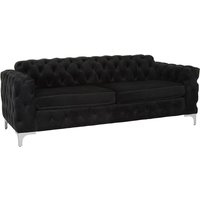 Product photograph of Madine Upholstered Velvet 3 Seater Sofa In Black from Furniture in Fashion