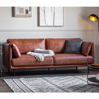 Product photograph of Magnolia Leather 3 Seater Sofa In Brown With Metal Legs from Furniture in Fashion