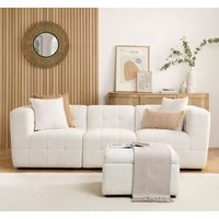 Product photograph of Maize Boucle Fabric 3 Seater Sofa With Footstool In White from Furniture in Fashion