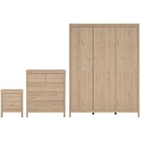 Product photograph of Malibu Wooden Bedroom Furniture Set With 3 Doors Wardrobe In Oak from Furniture in Fashion