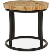 Product photograph of Malign Round Wooden Top Side Table With Black Metal Frame from Furniture in Fashion