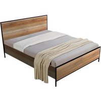 Product photograph of Malila Wooden Double Bed With Black Metal Frame In Oak from Furniture in Fashion