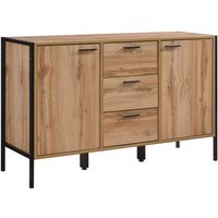 Product photograph of Malila Wooden Sideboard With Black Metal Frame In Oak from Furniture in Fashion